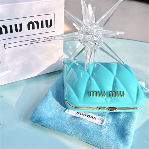 Miu Miu Tiffany Blue Quilted Compact Mirror 